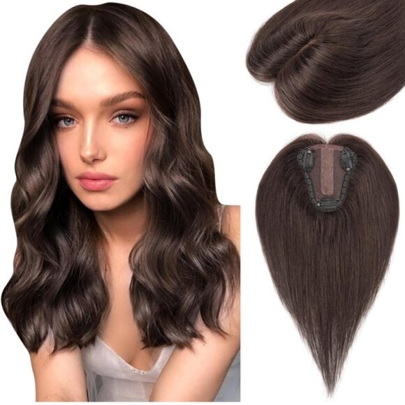 Human Hair Topper 100% Real Human Hair Topper No Bangs 8 * 10 Hand-crafted,30g